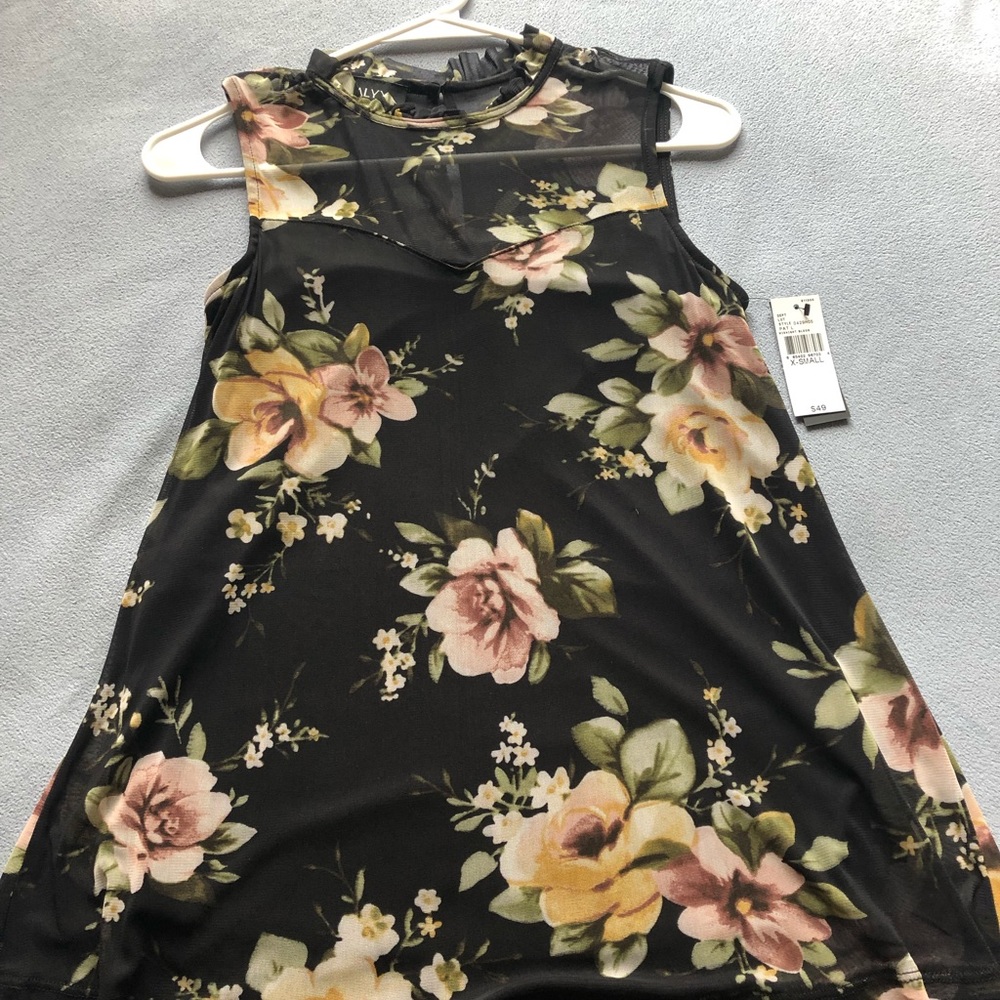 Black flower blouse